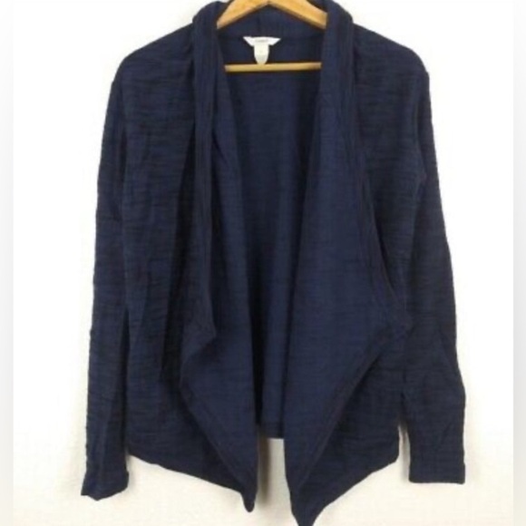 CASLON  / Nordstrom Open Draped cotton  Navy Cardigan Size L - Picture 1 of 7